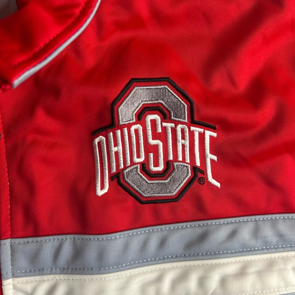 VTG Ohio State Buckeyes Starter Track Jacket Men Large Scarlet Red Gray 90s NCAA - Picture 6 of 7